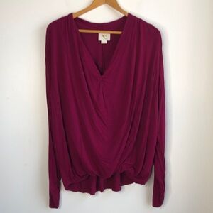 Anthropologie Maeve Magenta Drape Top